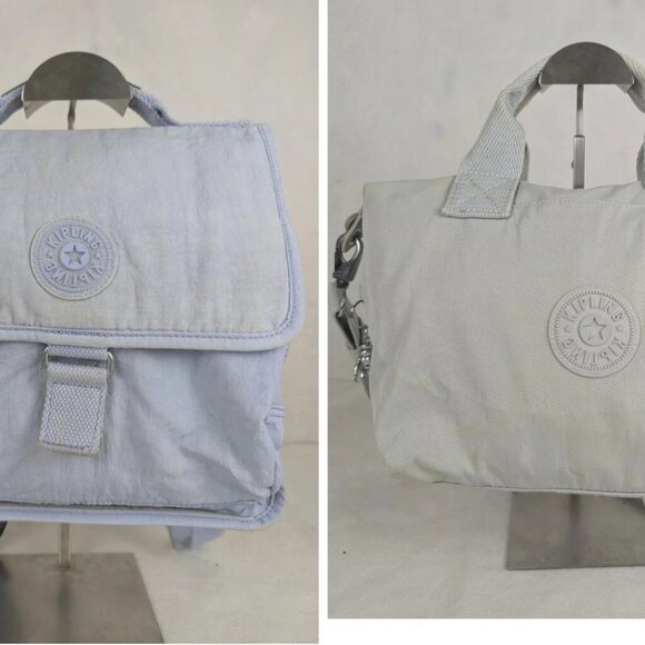 Pack of 2 KIPLING Gray/Light Blue Medium Bag Polyester with Shoulder Strap - Picture 1 of 16